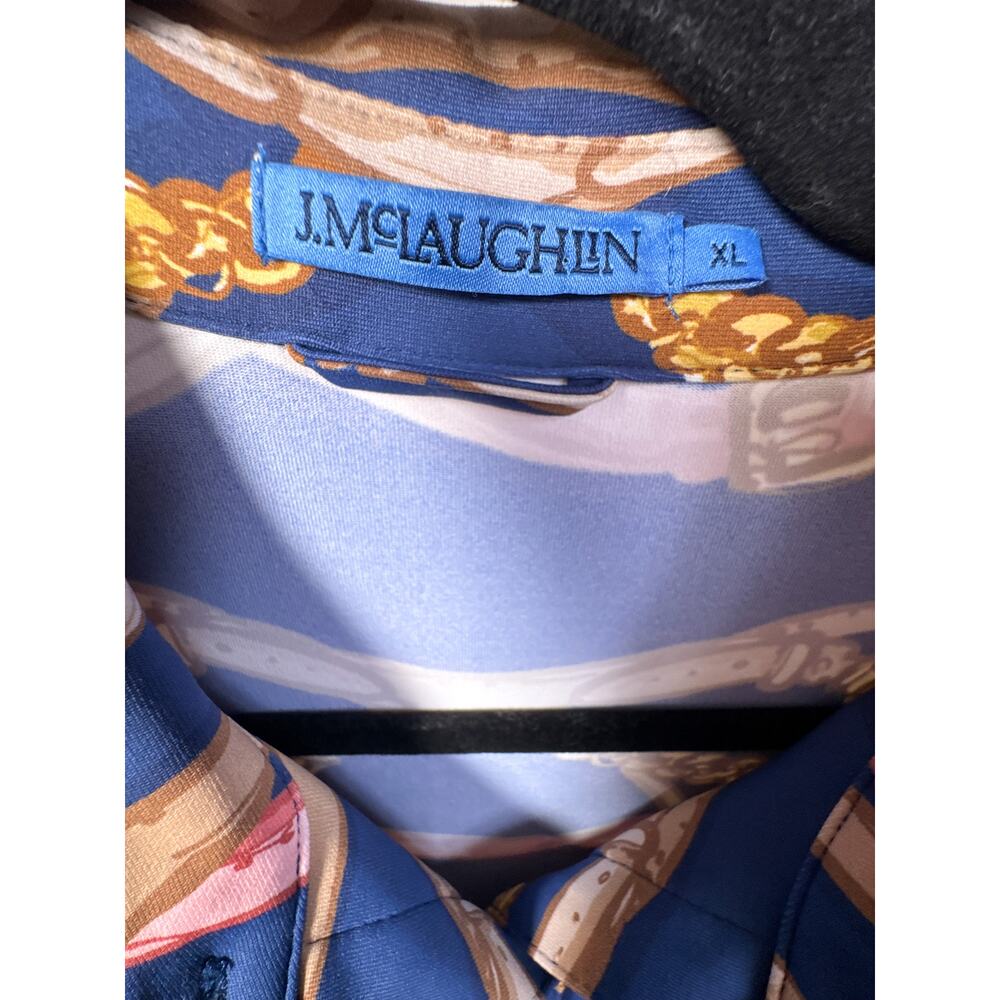 J McLaughlin Amory Maxi Dress XL Mega Riding Lessons Navy Coral Catalina - Picture 4 of 13